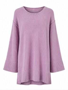 FP Beach Free People Chenille Tunic Sweater Pink Bell Sleeve Oversized Women's M